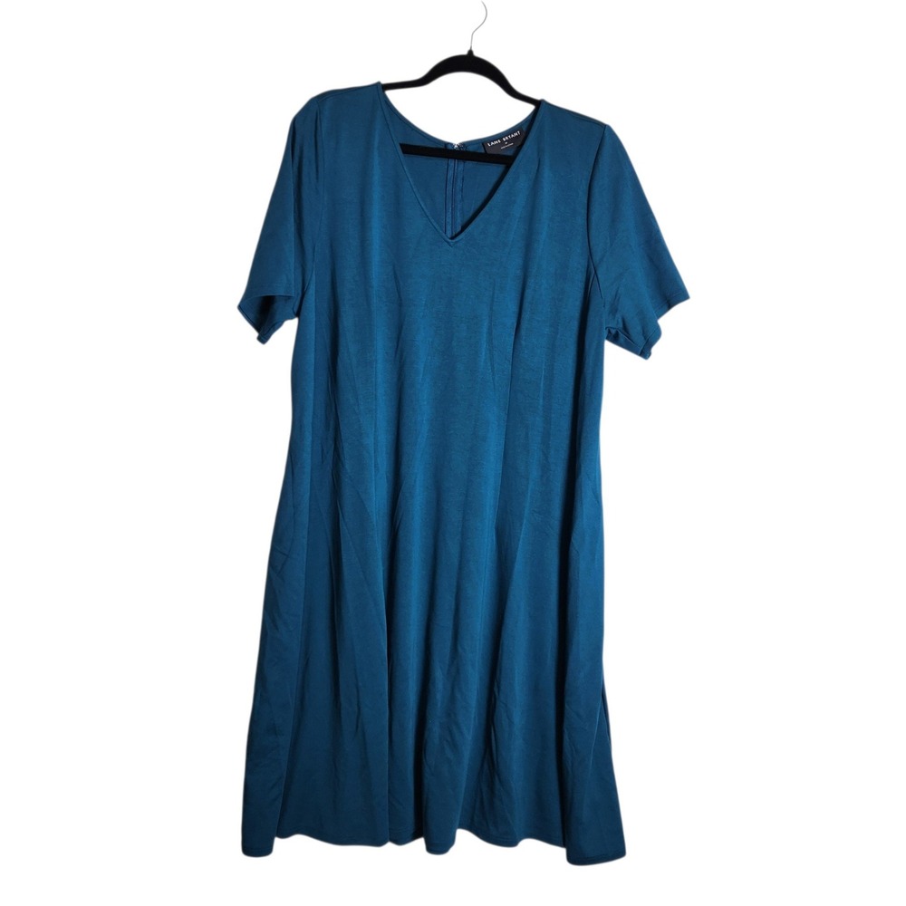 Lane Bryant Teal Blue V-Neck Short Sleeve Fit & Flare A-Line Dress Size 16